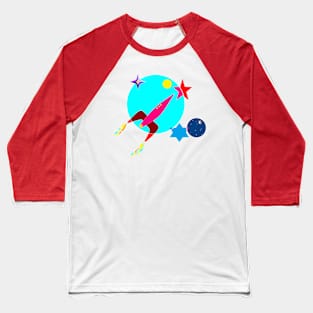 Spacecraft into Stars and Moon Baseball T-Shirt